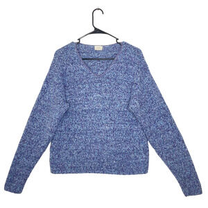 Vintage Alps‎ Sweater Womens L Blue Chunky Boat Neck Pullover Boho Artsy Y2K